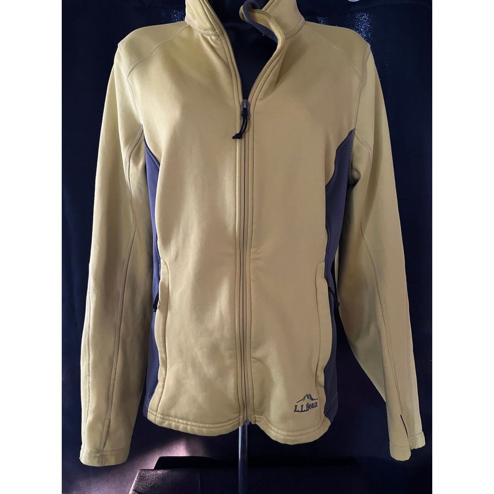 LL Bean fleece jacket yellow‎ and gray